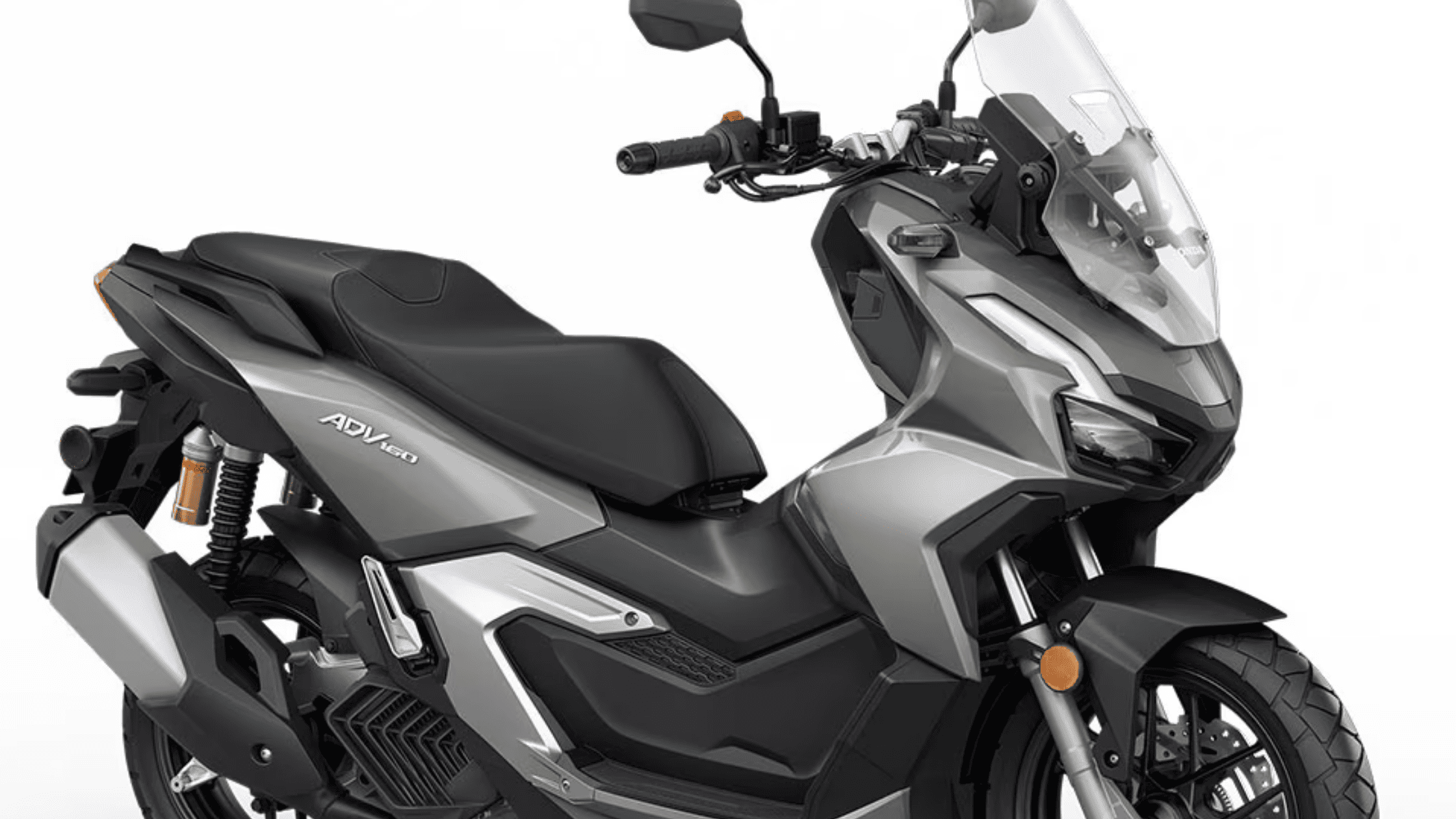 Detailed shot of the 2026 Honda ADV160 front disc brake system emphasizing precision braking performance.